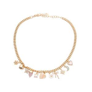 LUNA NORTE Multi Bow Heart Charm Necklace